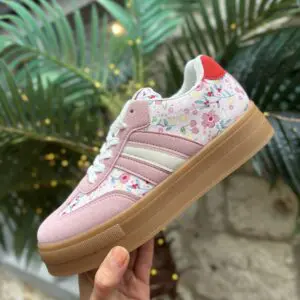 Pink Floral Platform Trainer