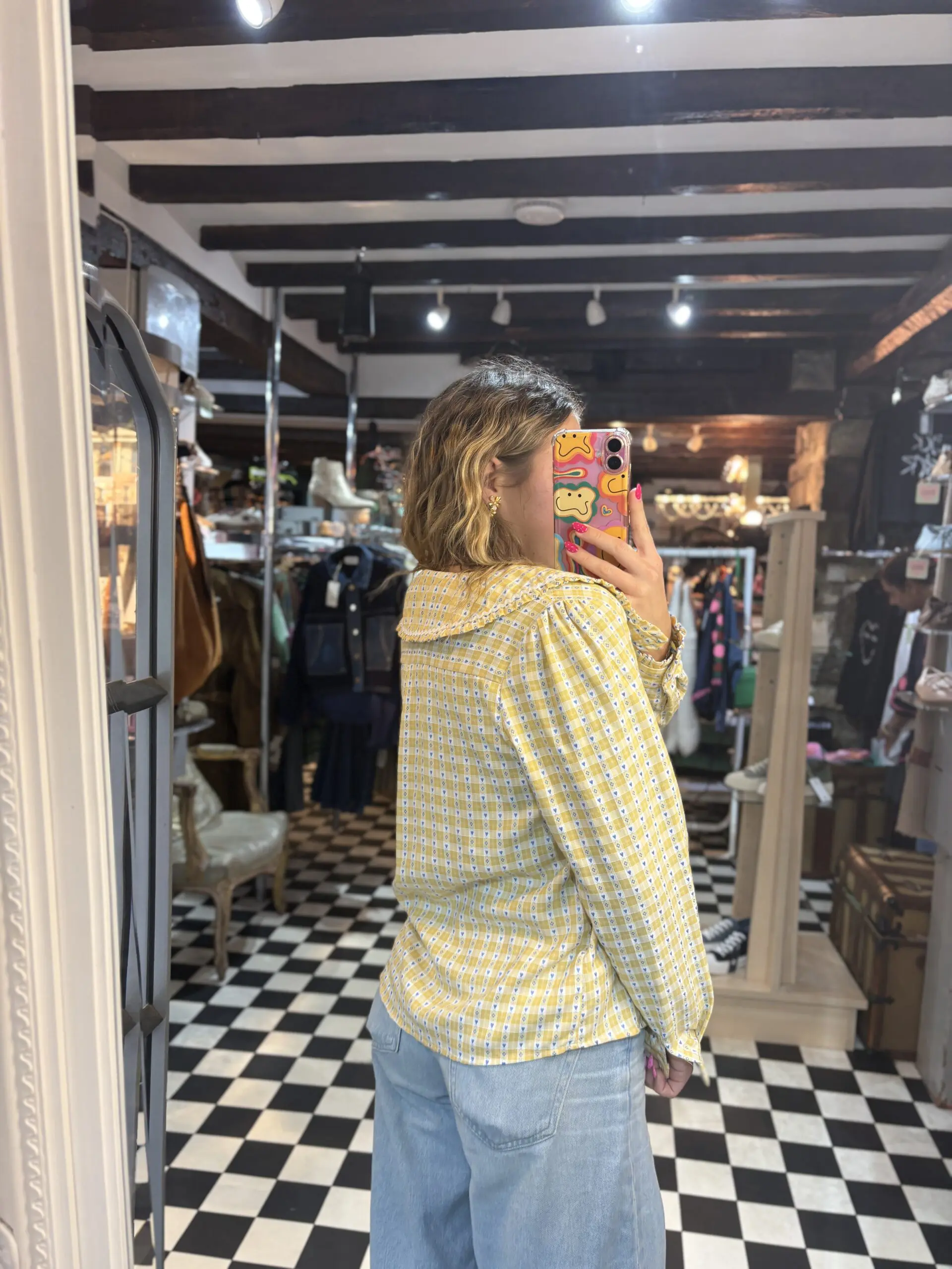 Gingham Blouse with Hearts in 2 Colours