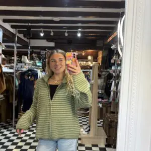 Green Stripe Zip Jacket