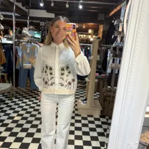 White Jeans with Heart Pockets