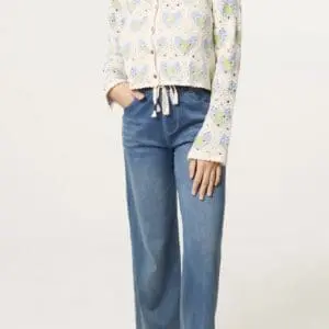 Beaded Heart Pattern Crochet Cardigan