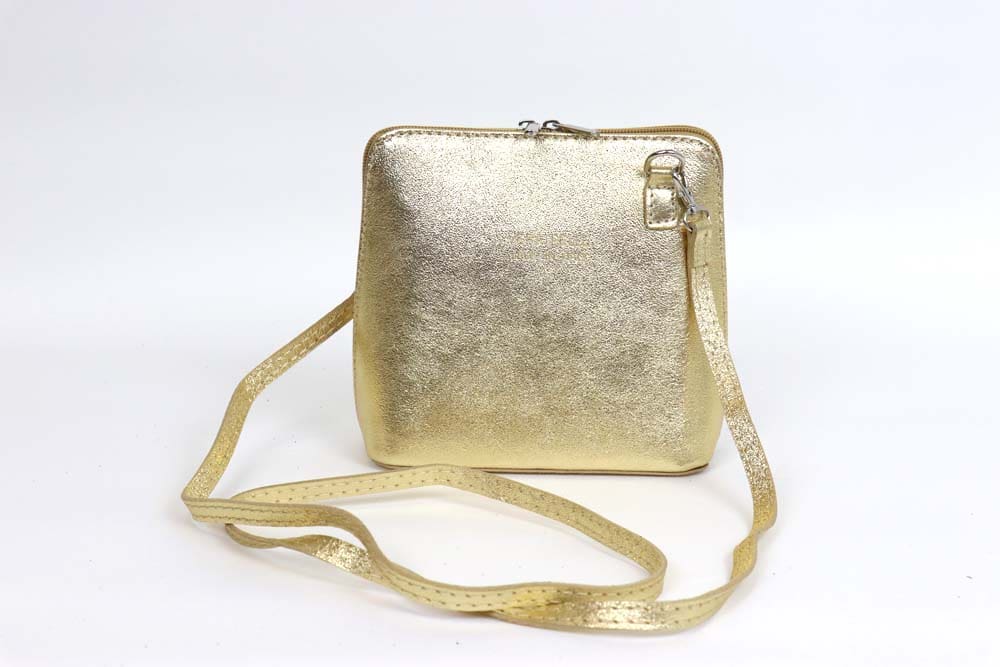 small gold leather handbag