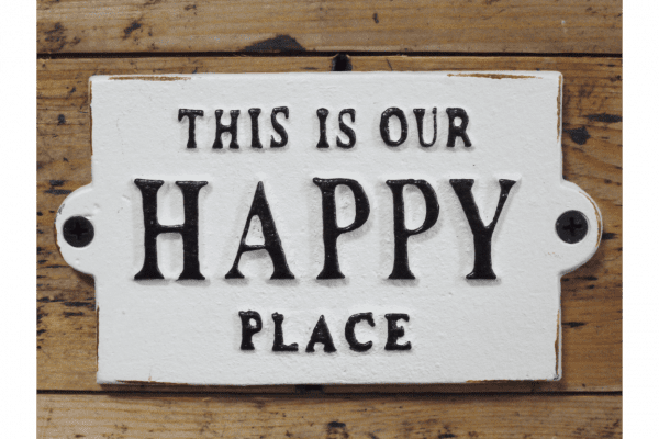 Cast Iron Happy Place Sign