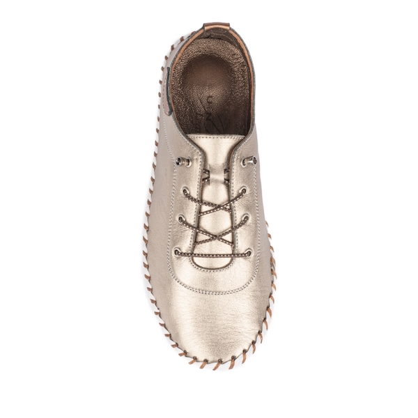 Lunar St Ives Leather Plimsoll in Gold