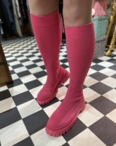 Pink knee length boots