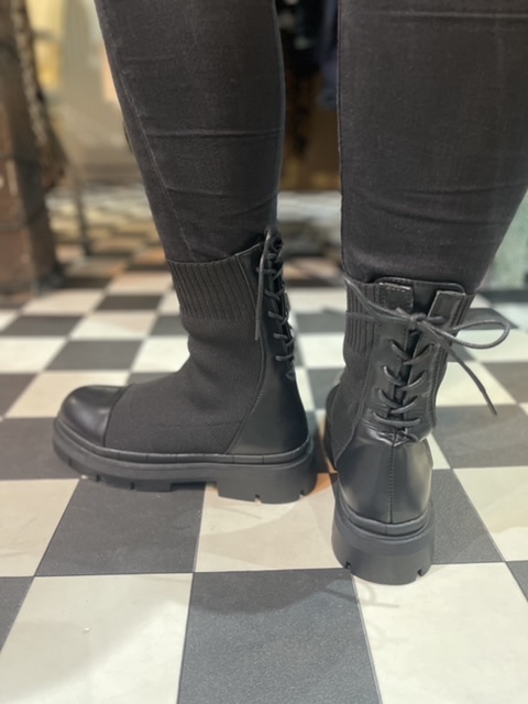 Black ankle ‘sock’ style boot