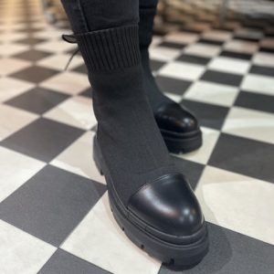 Black ankle ‘sock’ style boot