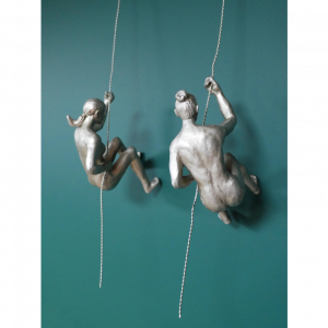 Set Of 2 Abseiling Women In Silver