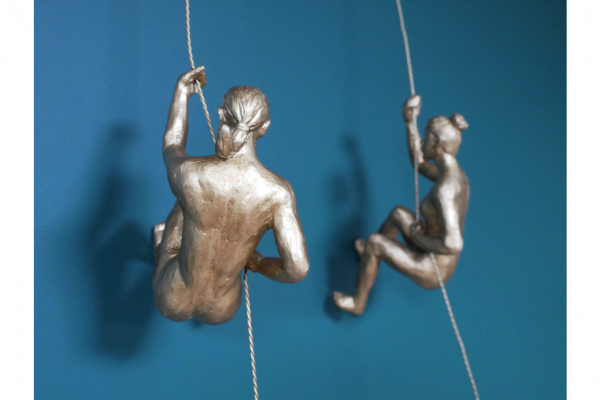 Set Of 2 Abseiling Women In Gold
