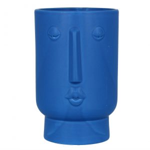Blue geoface vase