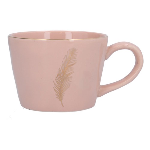 Ceramic Pink Feather Mug by Gisela Graham