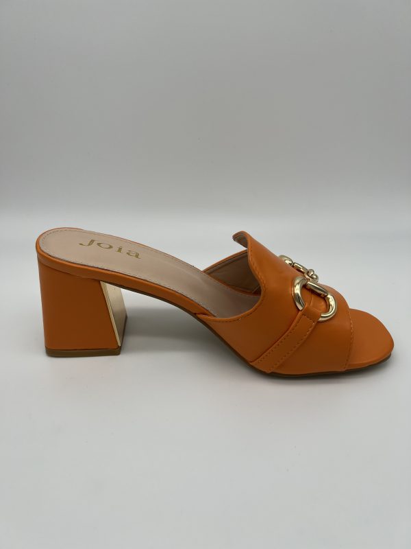 Atomic orange block heel sandal