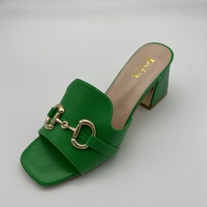 Emerald green block heel sandal