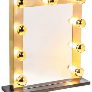 LARGE BRASS HOLLYWOOD TABLE MIRROR