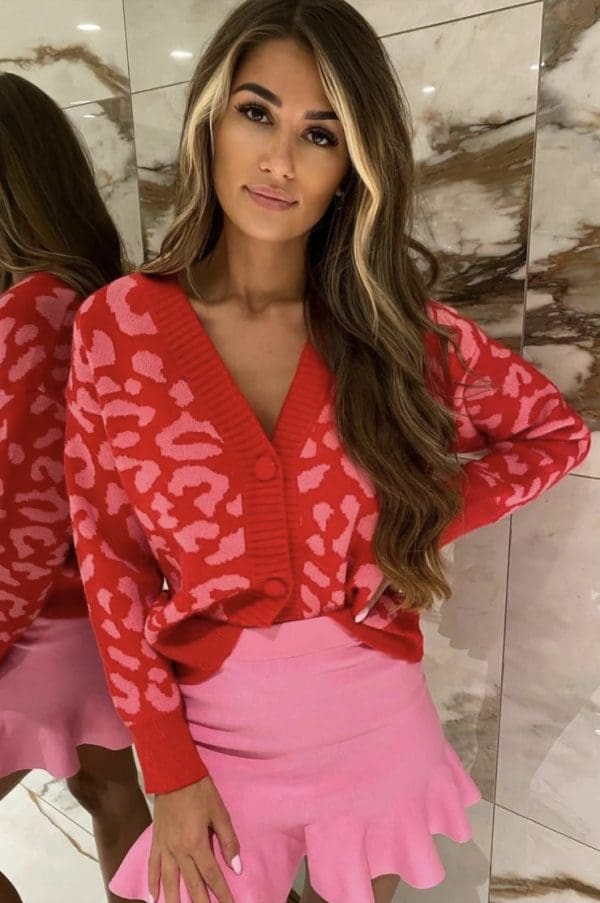 Red and Pink Leopard Print Cardigan – Bibi's Boutique