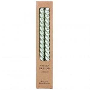 Box of 2 Taper Candle - Metallic Green Twist