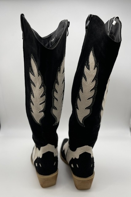 Black and cream cowboy boot