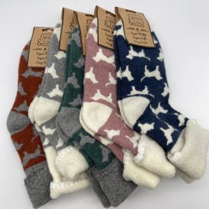 Jess & Lou Cosy Cuff Socks with Dogs