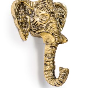 ANTIQUE GOLD ELEPHANT HEAD COAT HOOK