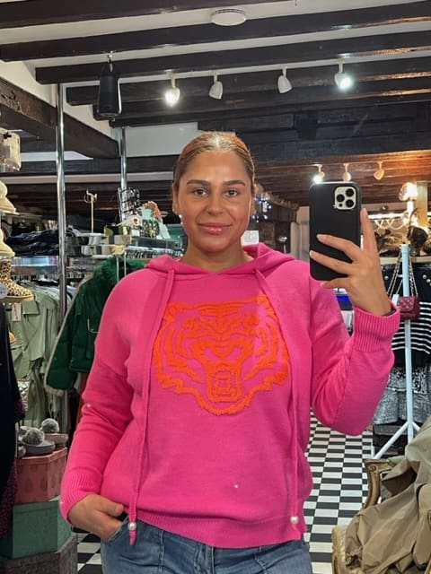 Pink and Orange Tufted Tiger Hoodie – Bibi's Boutique