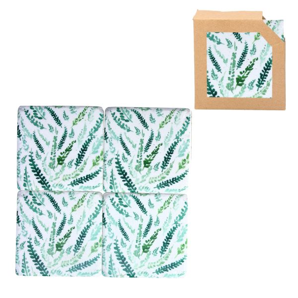 Pack/4 Resin Coaster 10cm - Ferns