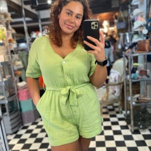 Green Cheesecloth Playsuit