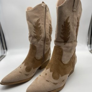 Brown and Beige Cowboy Boot