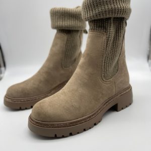 Diamanté Sock Boot in Beige