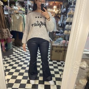 Melly & Co Navy Faux Leather Flares