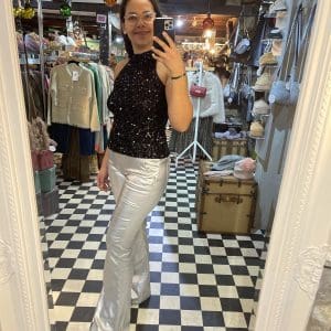 Melly & Co Metallic Silver Flares