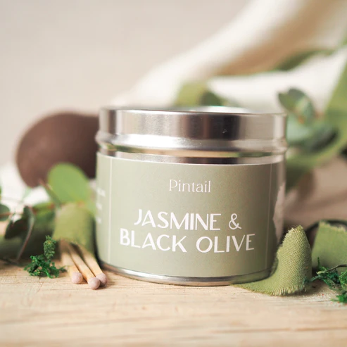 Jasmine & Black Olive Classic Tin Pintail Candle