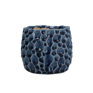 Ceramic Pot Cover 12cm - Navy Crater
