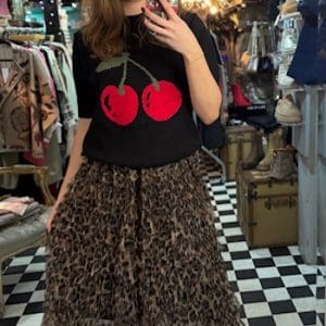 Leopard Print Tiered Net Skirt