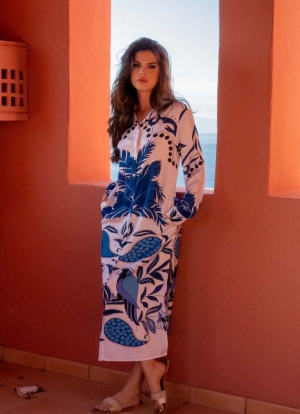 Blue Pattern Maxi Dress