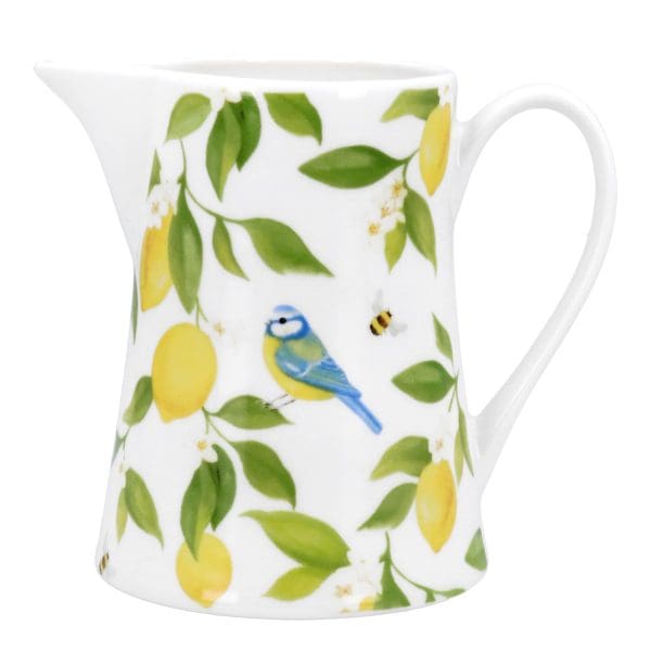 Bone China Jug 10cm - Lemons & Blue Tits
