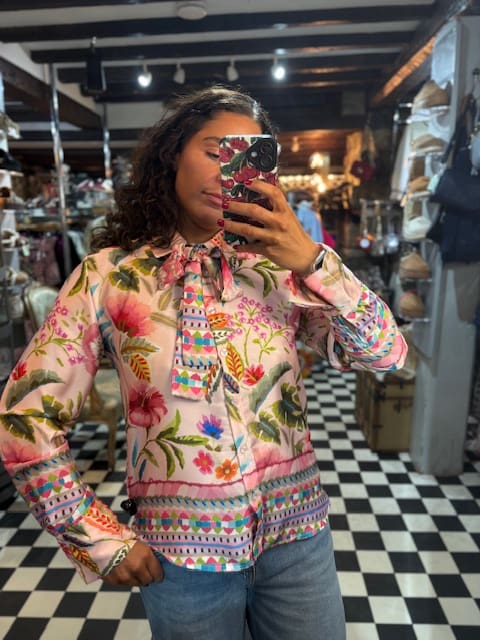 Bow Tie Silky Floral Blouse in 3 Colours