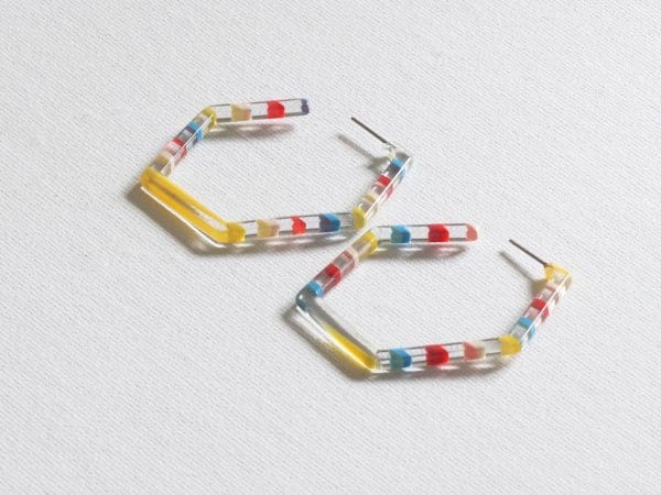 Big Metal London Camelia Resin Multitone Earrings