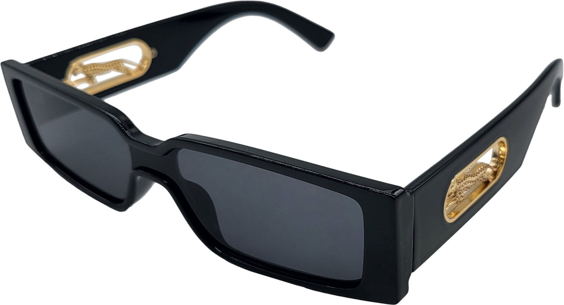 Rectangular Shape Sunglasses Gold Leopard Sides - Image 2