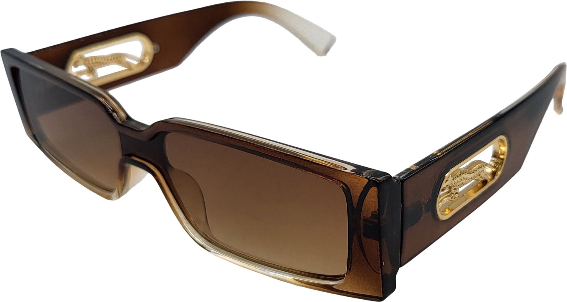 Rectangular Shape Sunglasses Gold Leopard Sides - Image 4