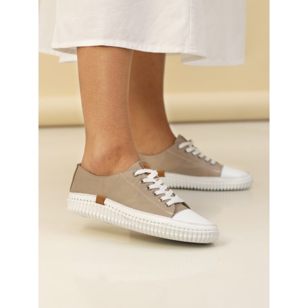 Truffle II Stone Leather Plimsoll