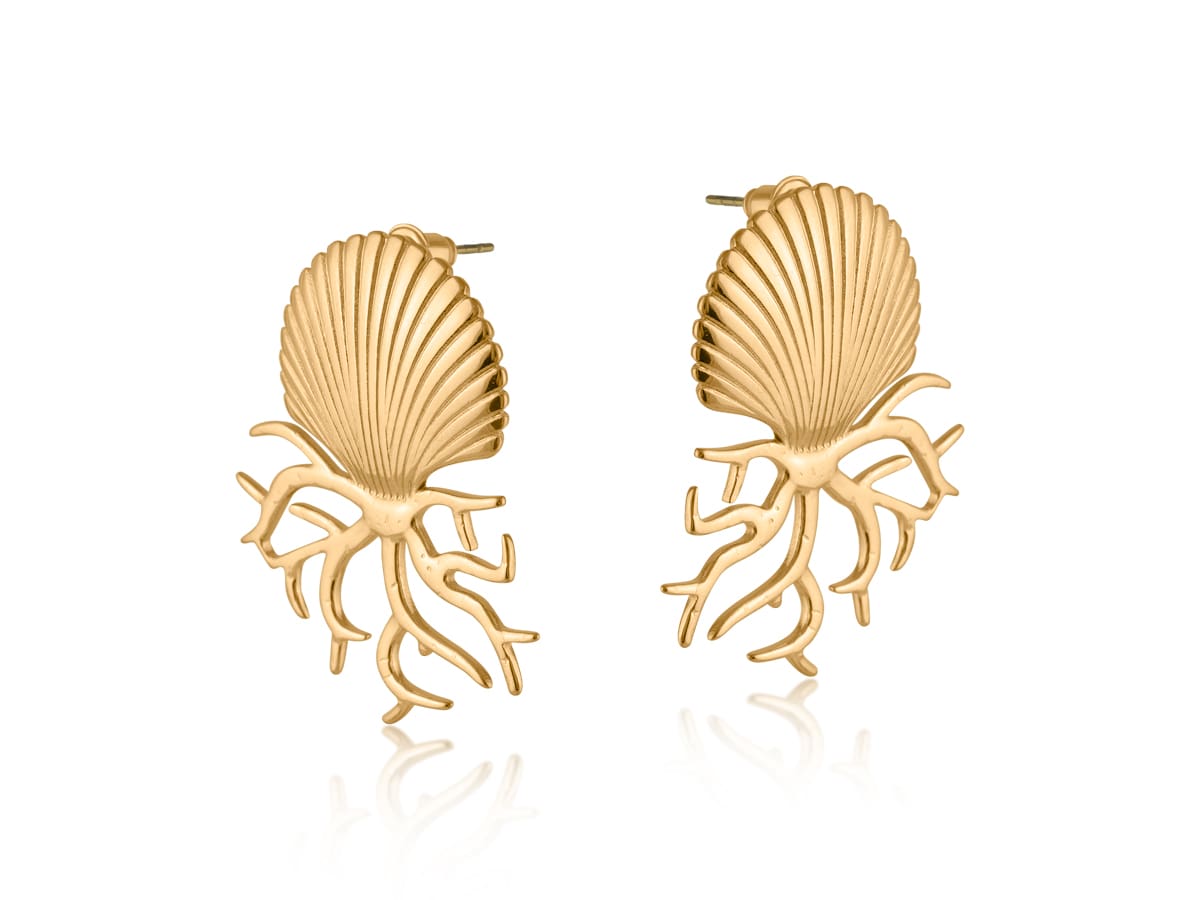 Big Metal London Hecate Coral Shell Stainless Steel Earrings