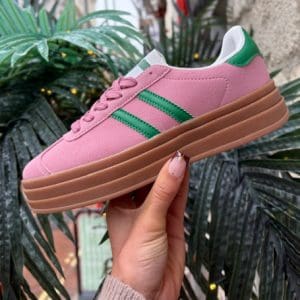 Platform Gumsole Trainer in Pink & Green