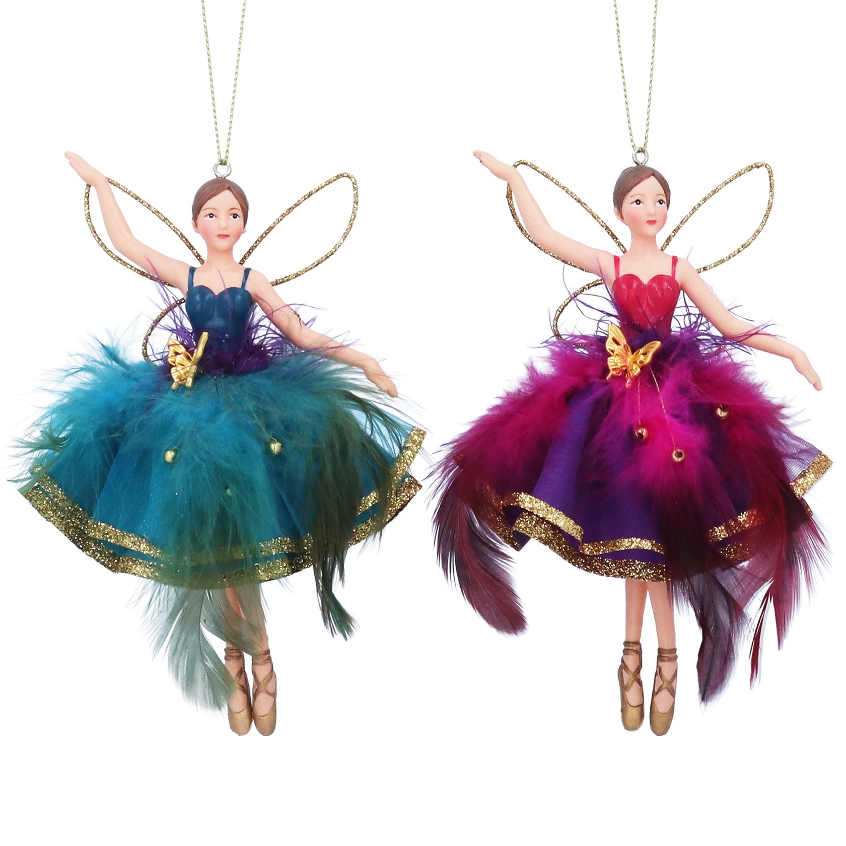 Hanging Decoration - Purple/Teal Feather Fairy 15cm