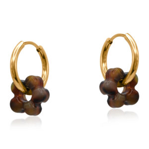 Big Metal London Sybilla Petite Resin Huggies Earrings Orange / Black