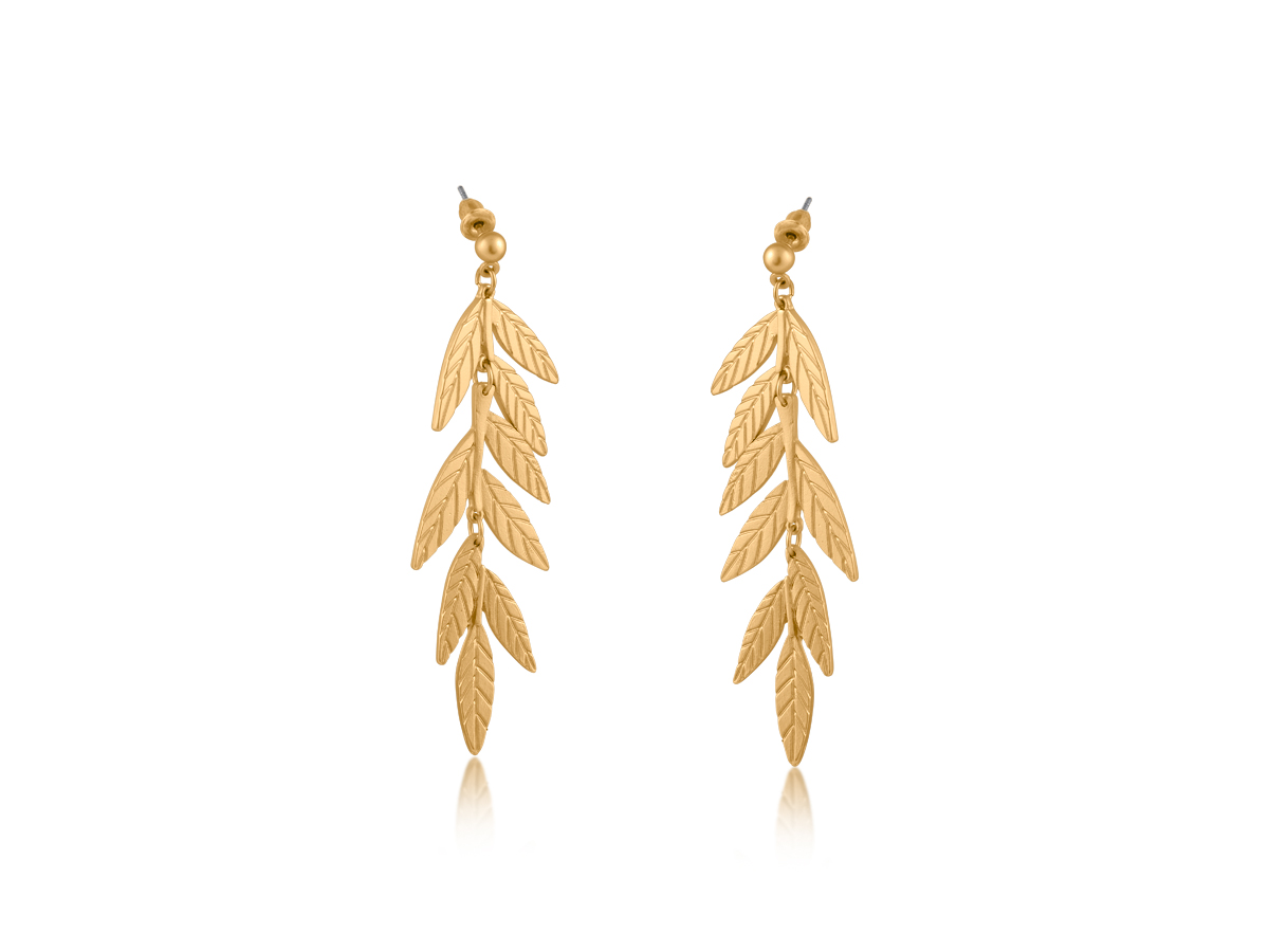 Freya Long Leaf Dangle Earrings