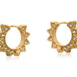 Big Metal London Sirens Crown Huggie Earrings Gold