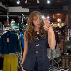 Suede Style Gold Button Top in 2 Colours