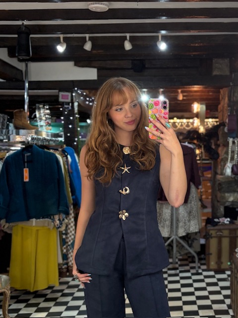 Suede Style Gold Button Top in 2 Colours