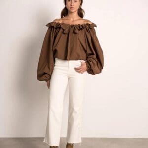 Musy Muse Brown Off The Shoulder Top