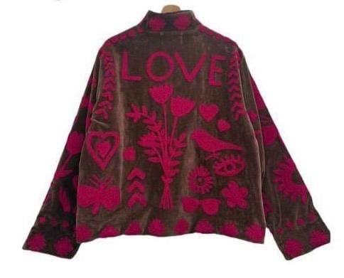 Embroidered ‘Love’ Jacket in Pink and Gold